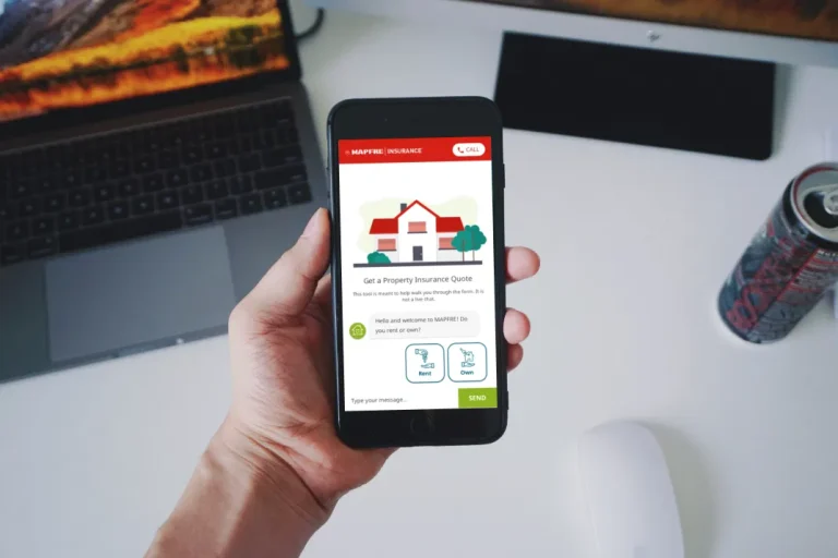 Mockup showing the MAPFRE property lead gen on a phone